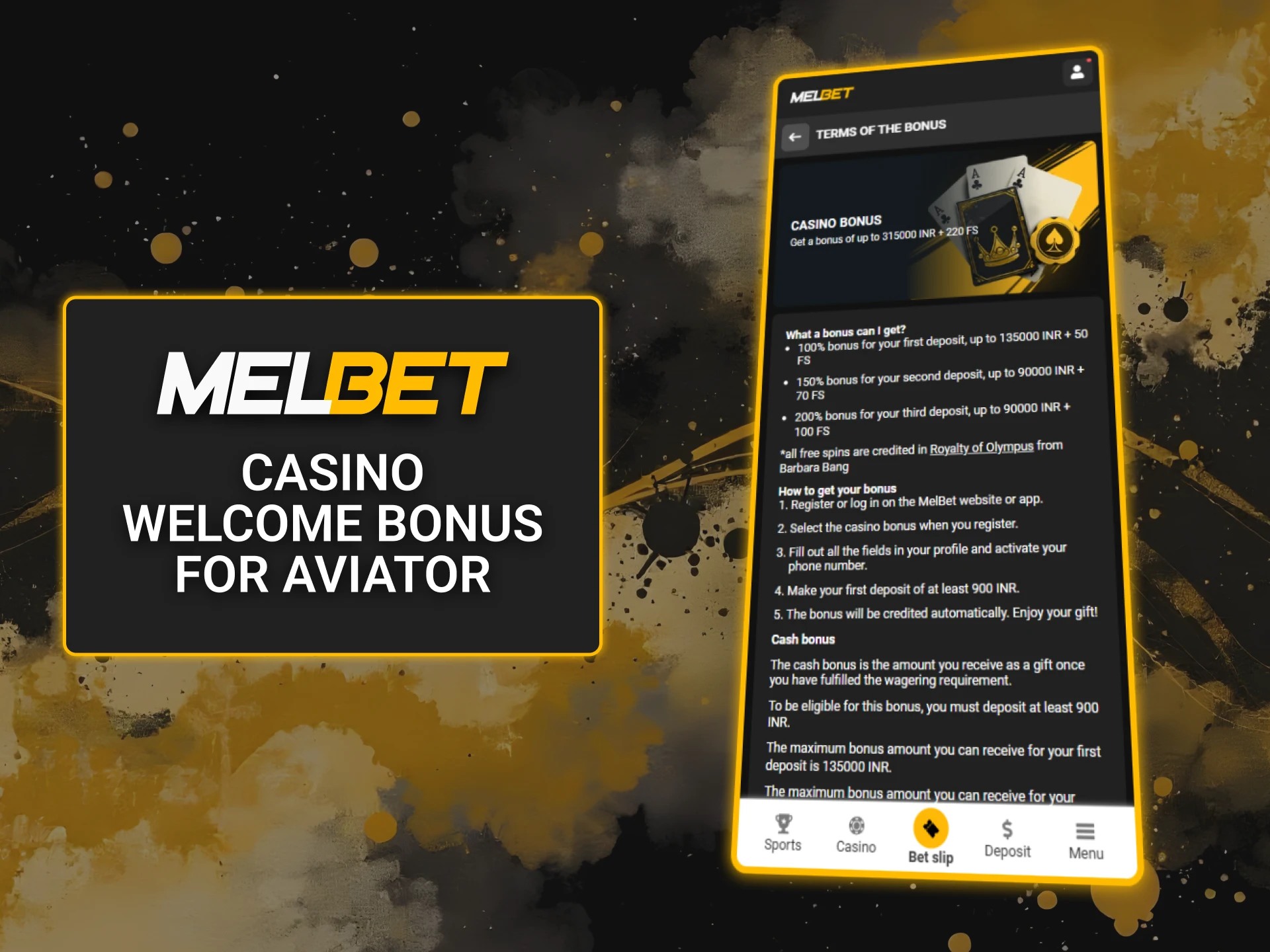 Get a special casino welcome bonus for Aviator and maximize your bets on Melbet.