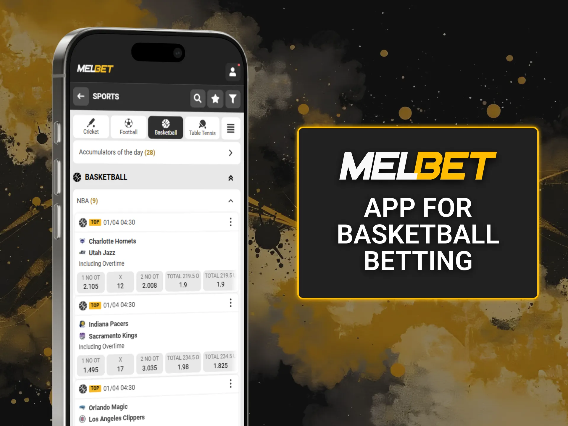 Use the Melbet app for basketball betting and access games anytime, anywhere.