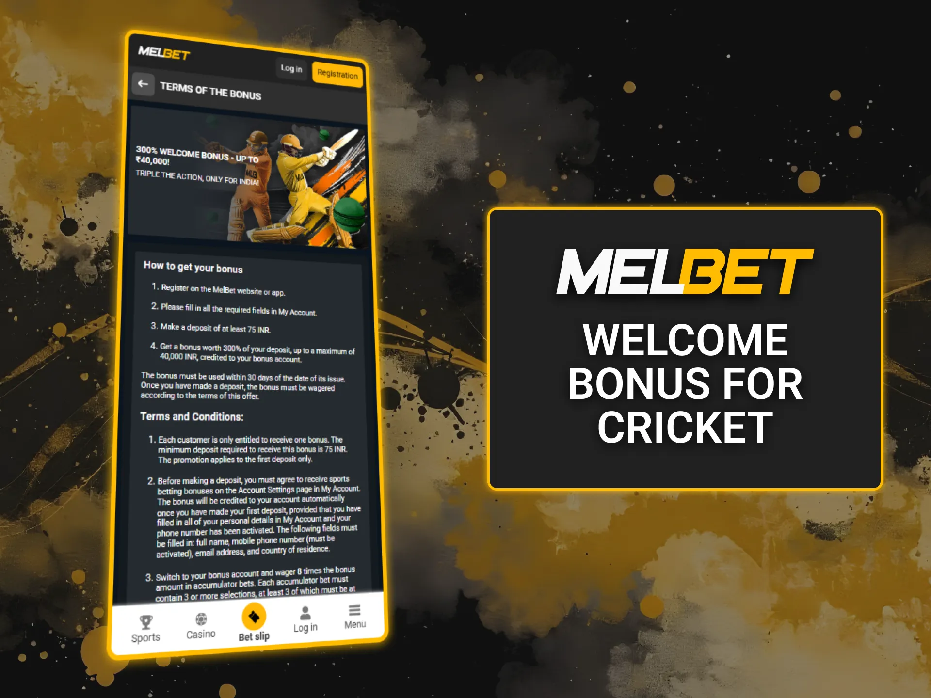 Claim a special welcome bonus on Melbet for cricket betting and boost your stakes.