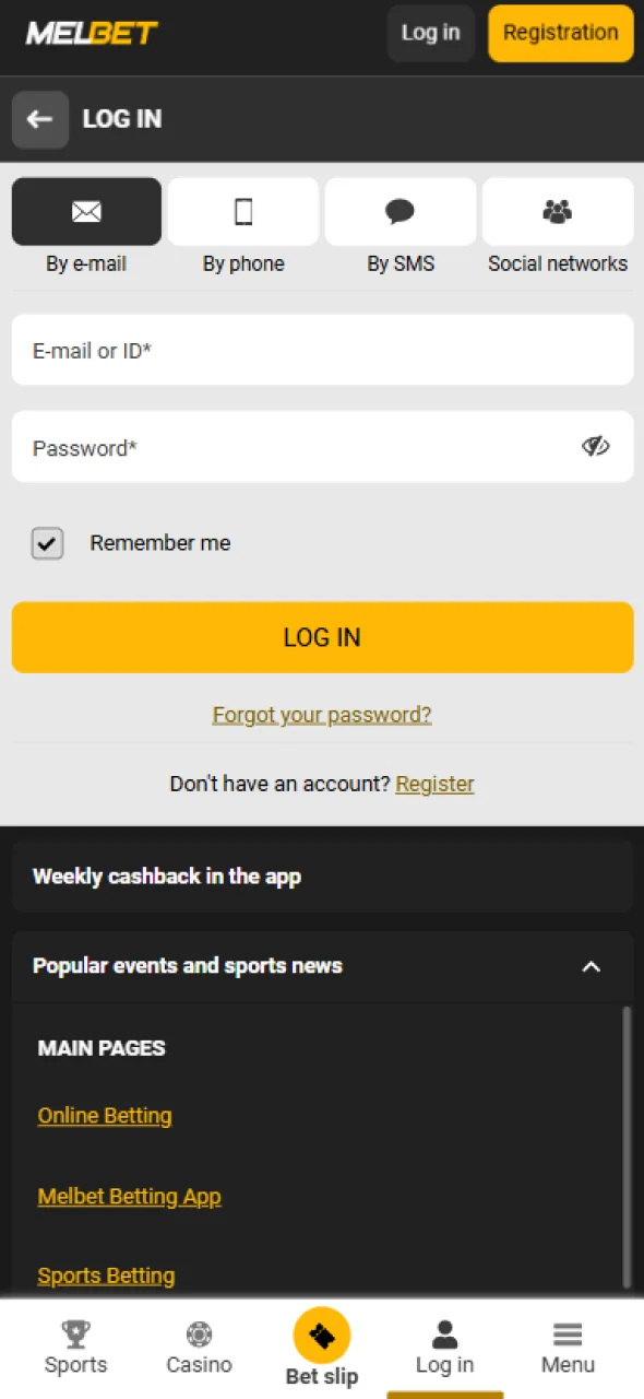Open the Melbet website or app and add funds to start betting in India.