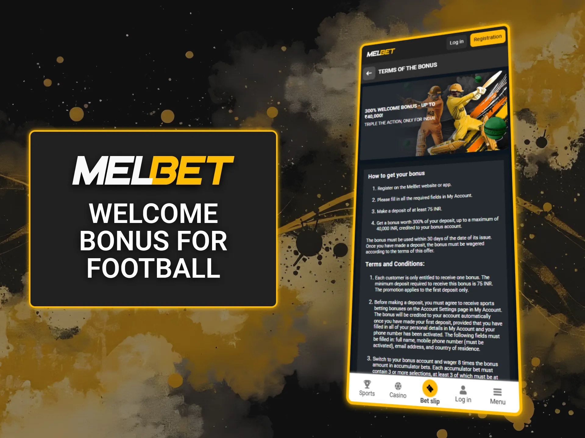 Claim a welcome bonus for football betting on Melbet and maximize your winnings.