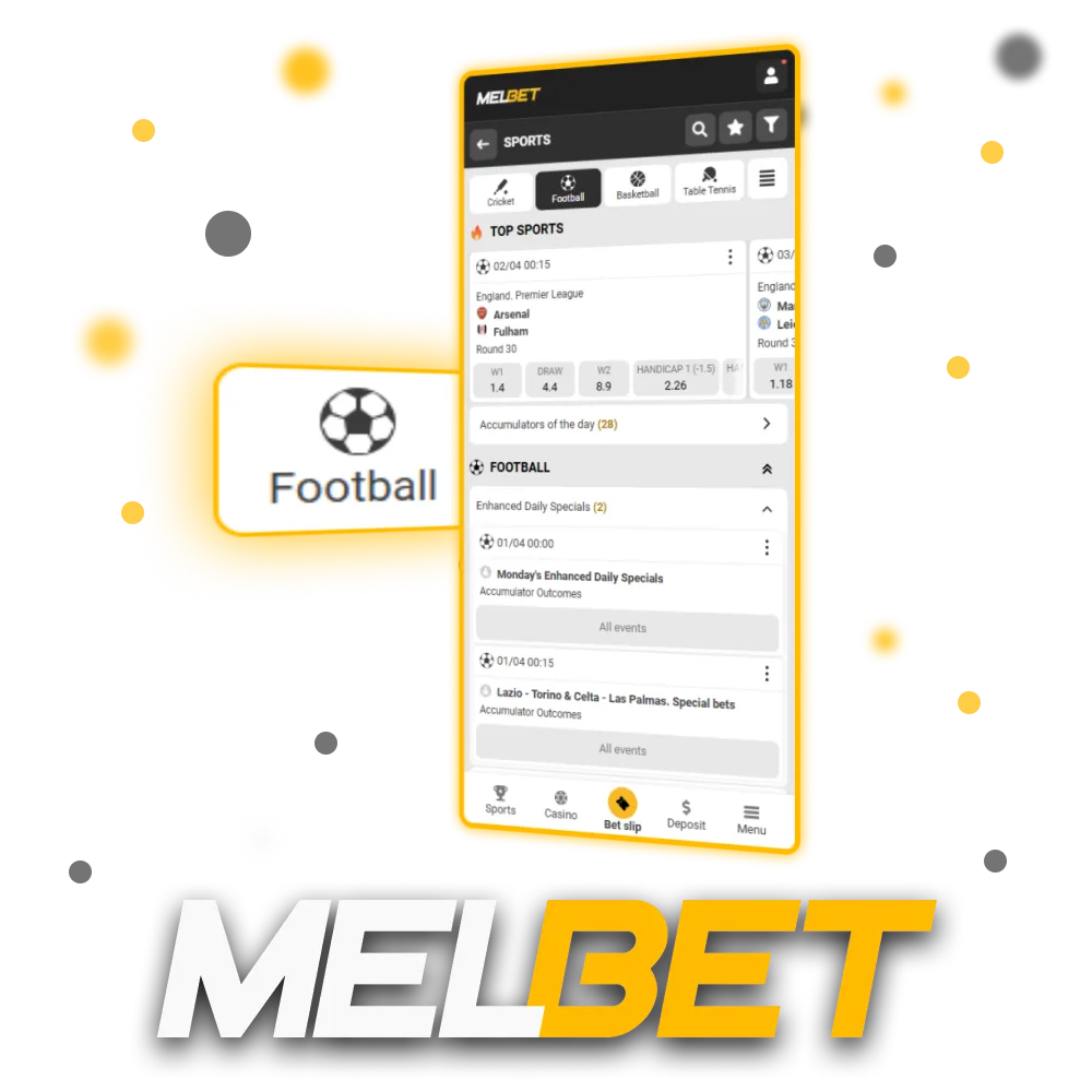 Bet on football matches at Melbet and enjoy competitive odds on every game.