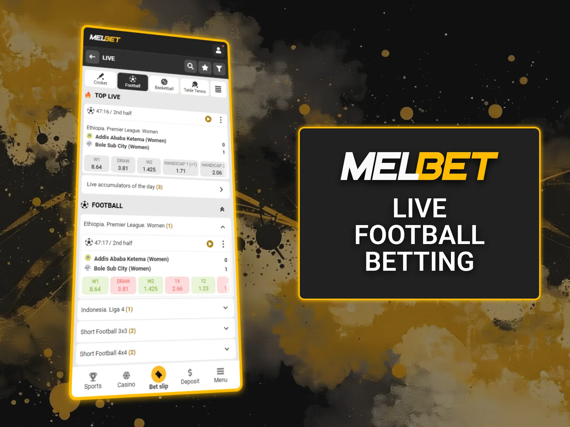 Experience the thrill of live football betting on Melbet with real-time odds.