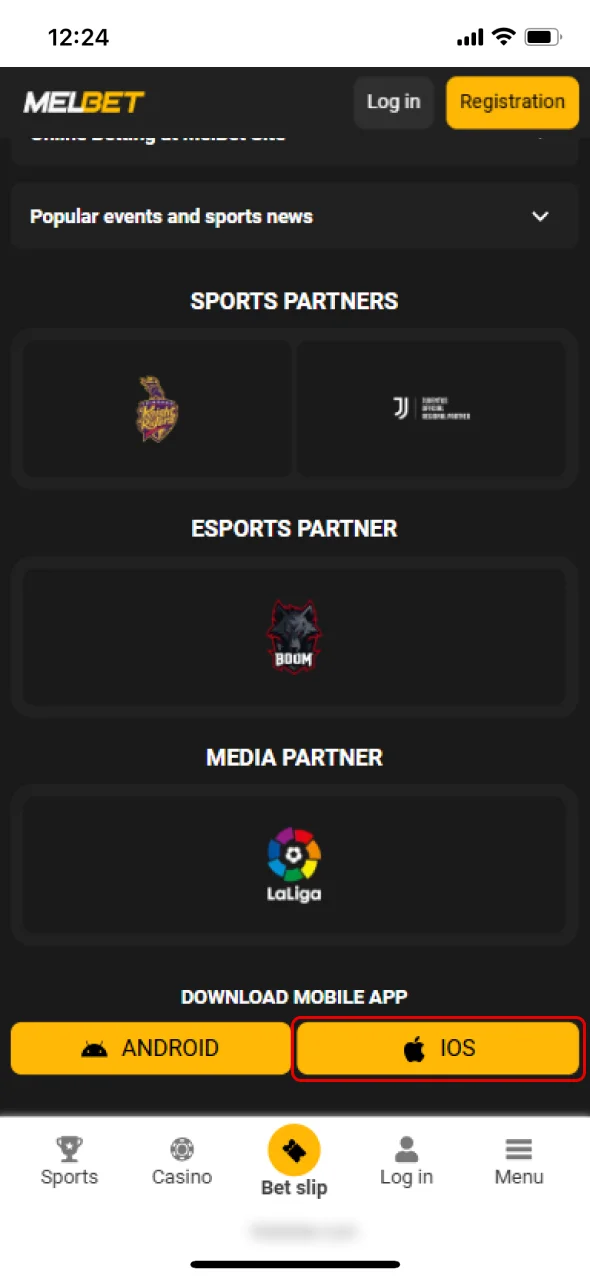 Press the download button to install the Melbet iOS app on your device.