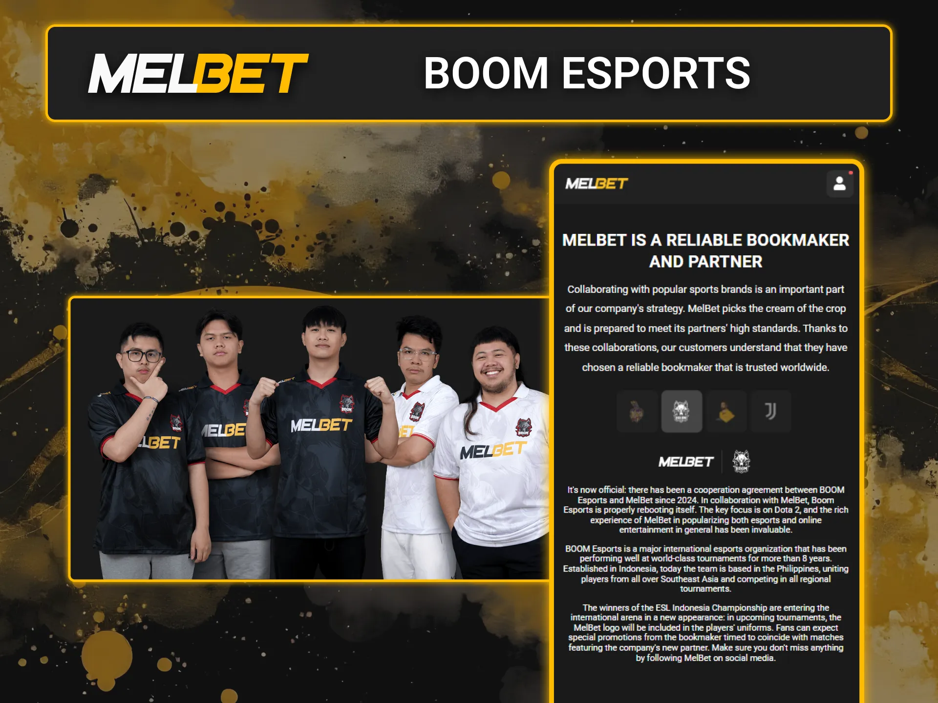 BOOM Esports and Melbet team up to offer thrilling esports betting opportunities.