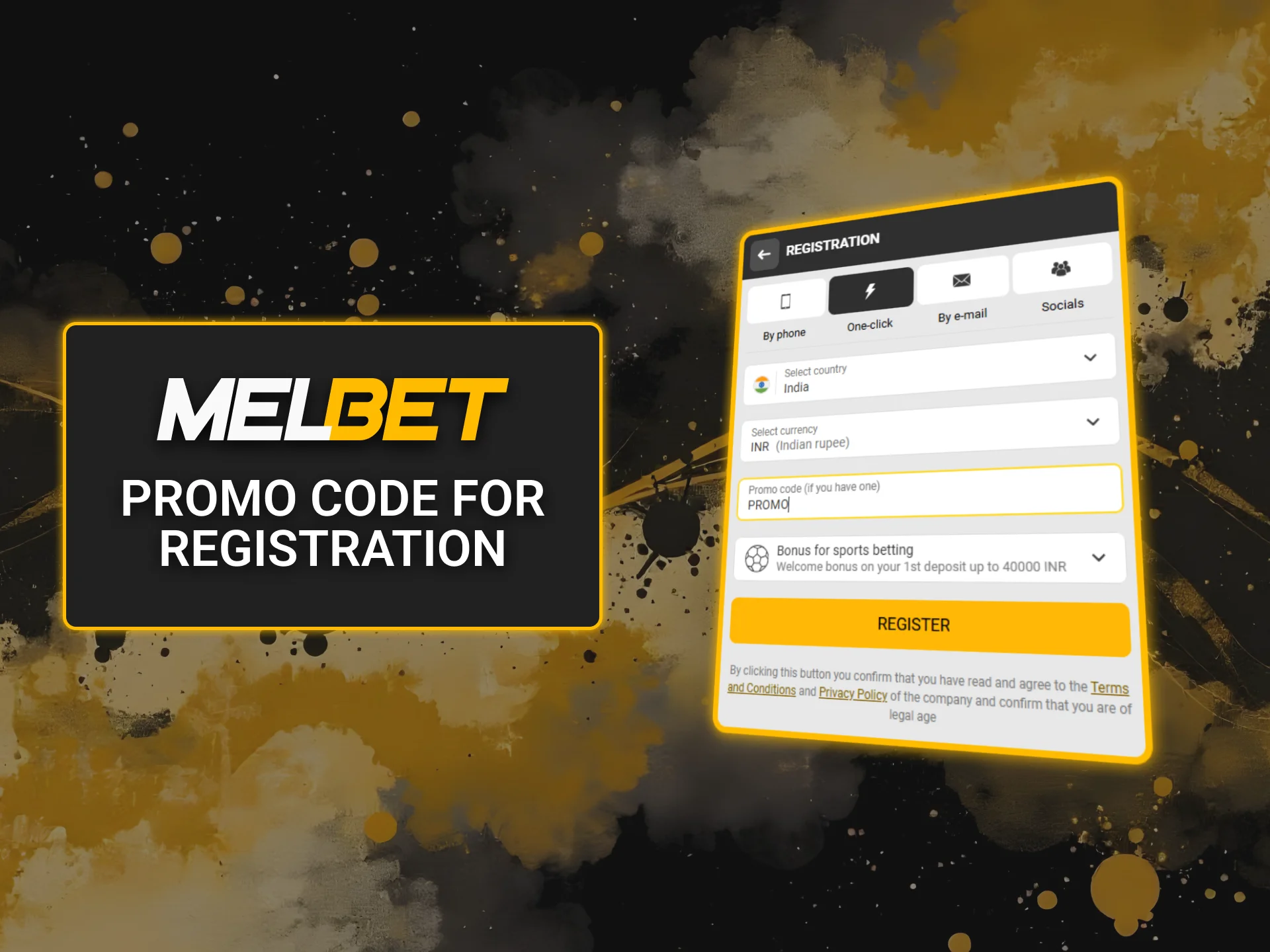 Use a promo code MELAPPNET30IN for registration on Melbet to claim your increased 30% welcome bonus.