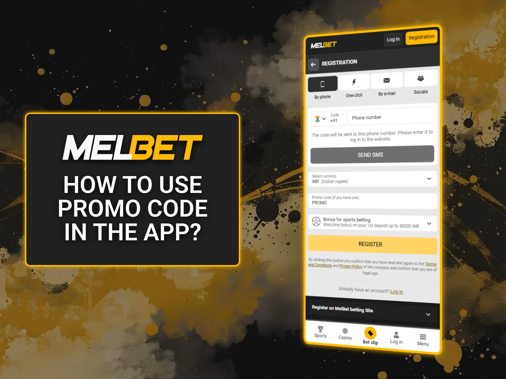 Enter your Melbet promo code in the app to unlock special betting benefits.