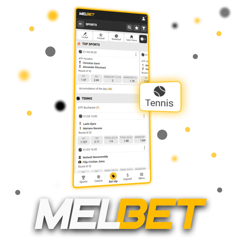 Bet on top tennis matches at Melbet and enjoy excellent betting options.