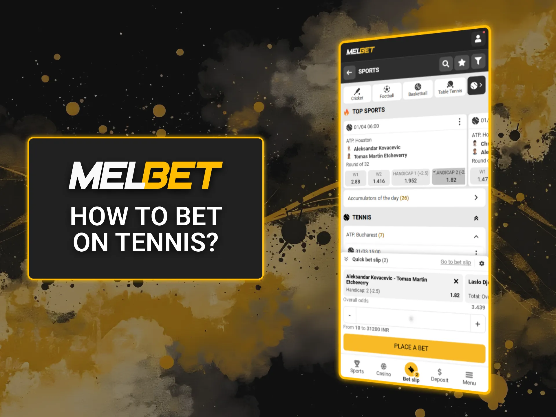 Find out how to bet on tennis at Melbet and place your first wager.