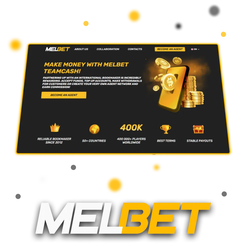 Melbet Cash Agent program allows agents to earn commission when helping players with deposits and withdrawals.