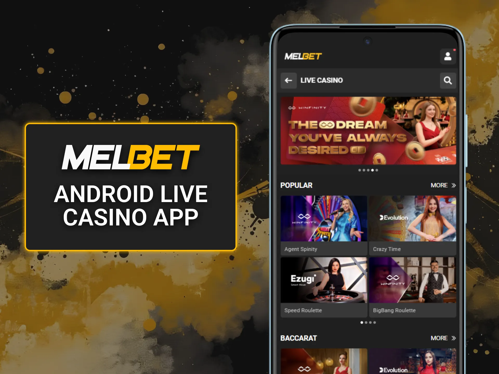 Download the Android Live Casino app from Melbet and access live dealer games anytime.