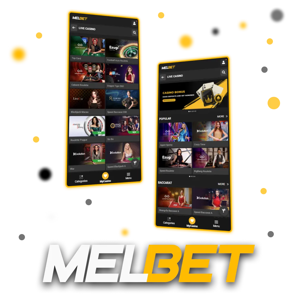 Experience the thrill of live casino games with real dealers at Melbet.