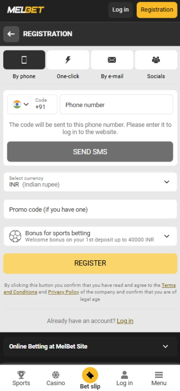 Register on the Melbet app quickly and start placing bets in just a few steps.