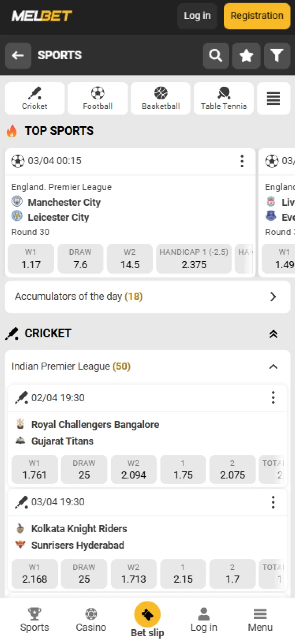Bet on sports with the Melbet app and explore multiple markets with great odds.