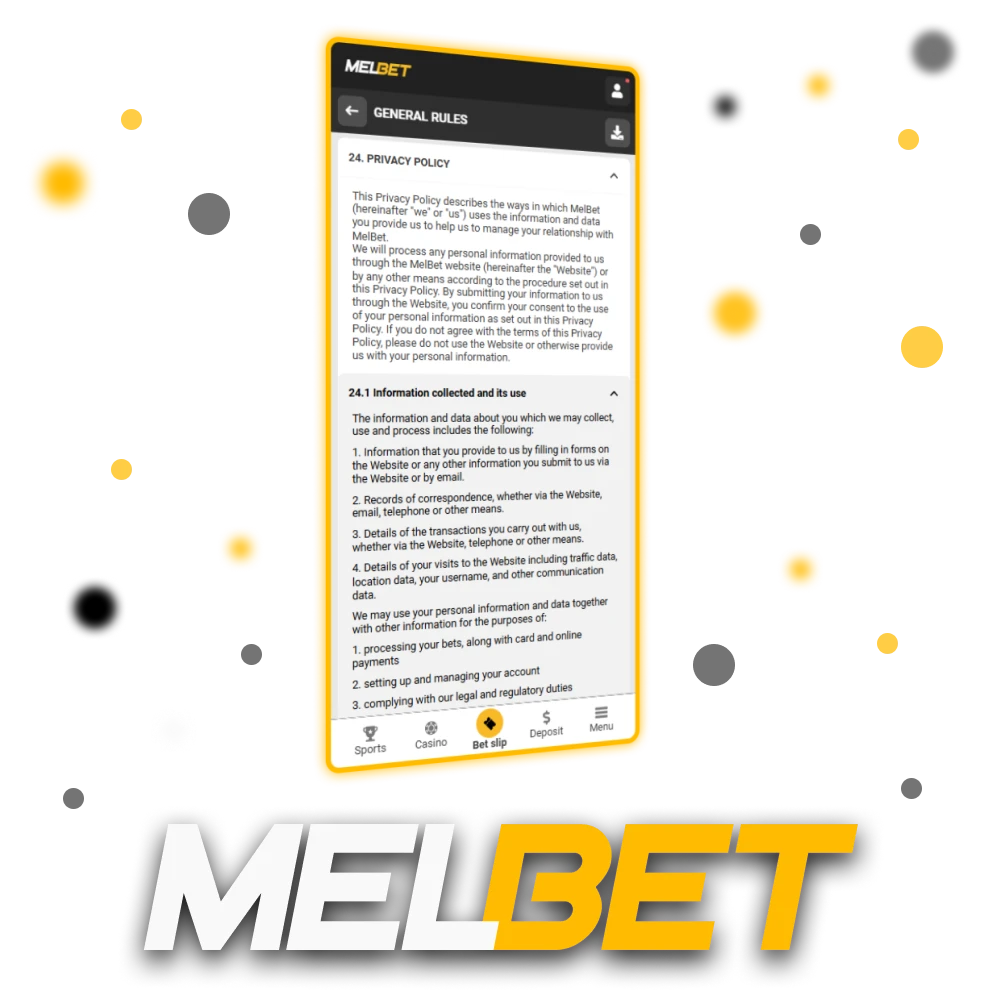 Read the Melbet Privacy Policy to learn how your data is collected and protected.