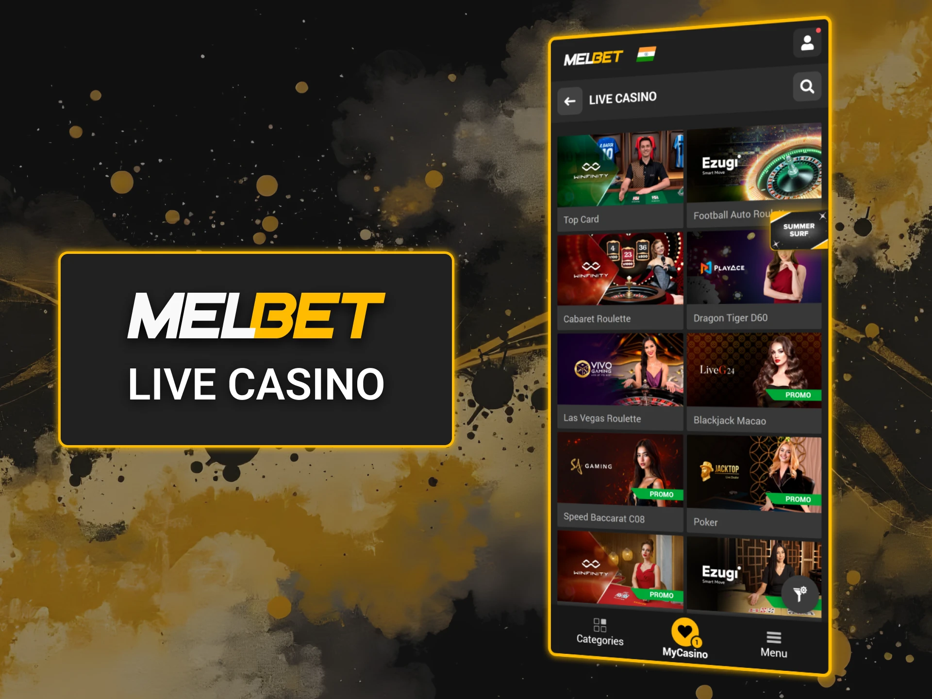 Dealers are already waiting for you in the Melbet live casino section.