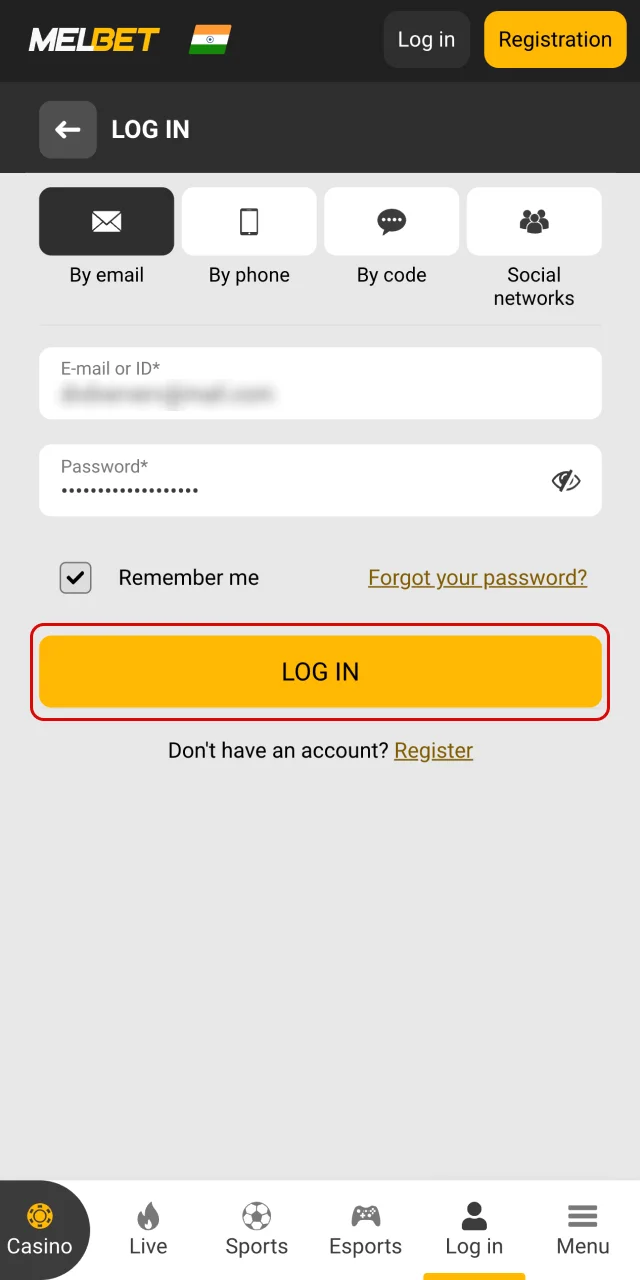 Sign in to Melbet and start playing instantly.