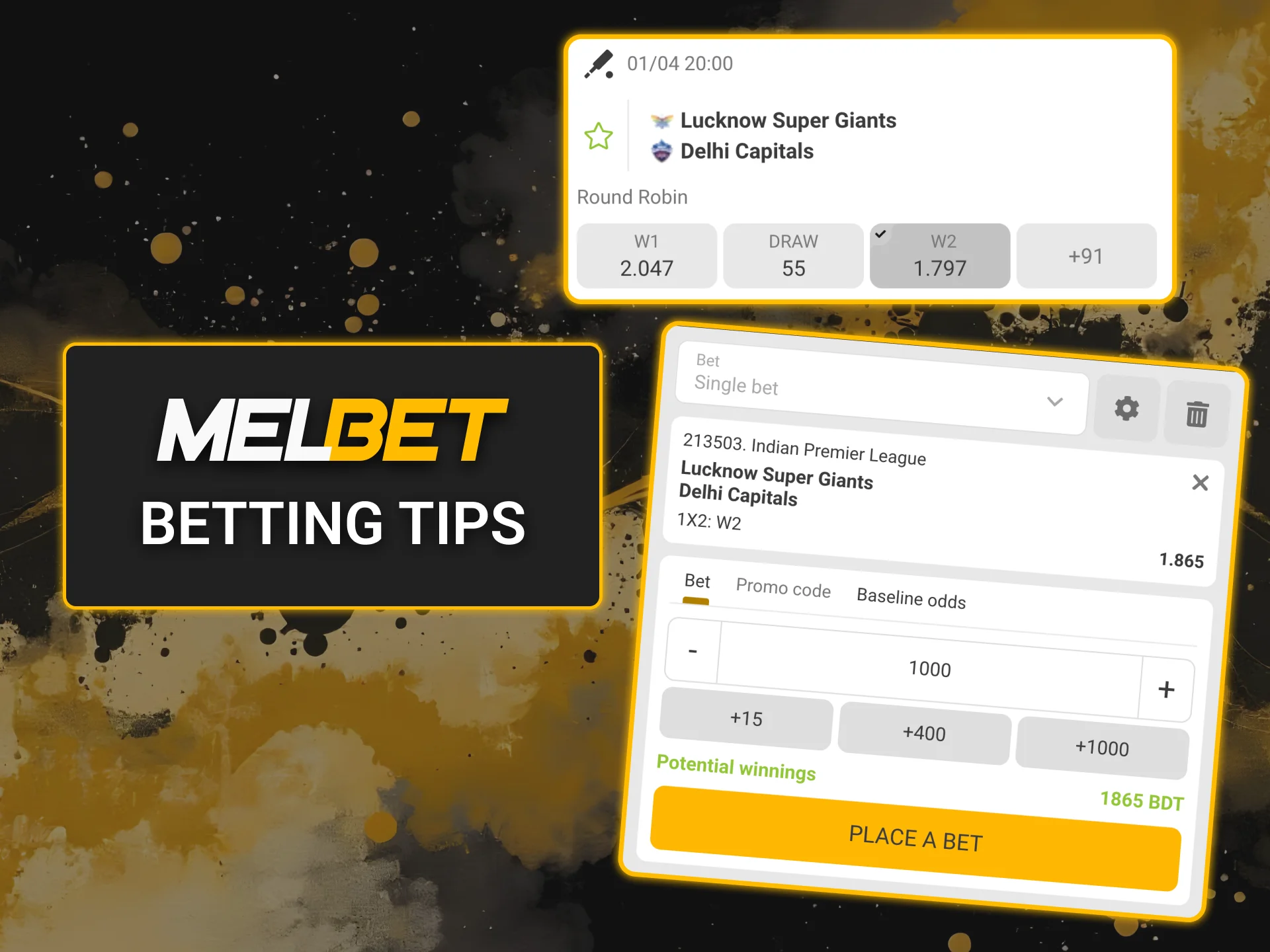 Use Melbet IPL betting tips.