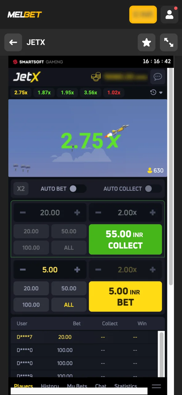 Enter your bet amount at Melbet.