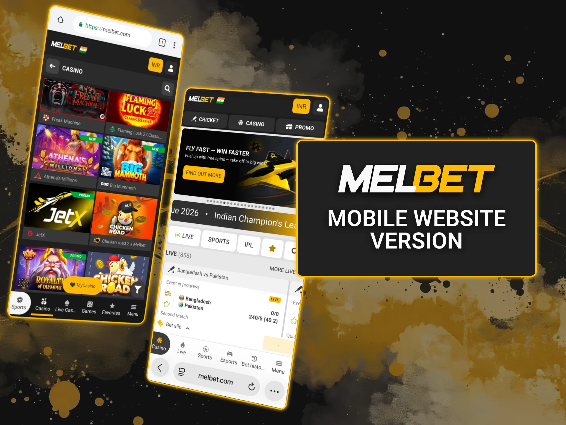 Visit Melbet from any smartphone browser and enjoy a complete betting experience without downloading the app.