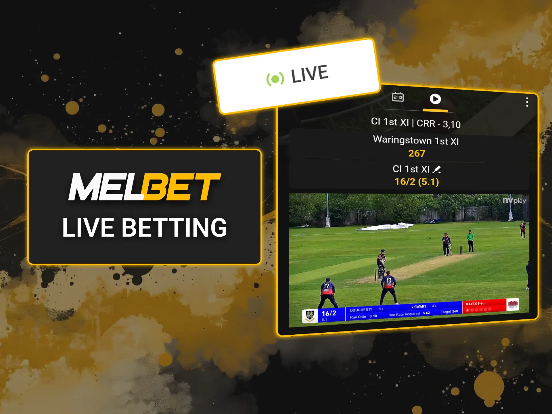 Place real-time live bets via the official Melbet in-play betting section.