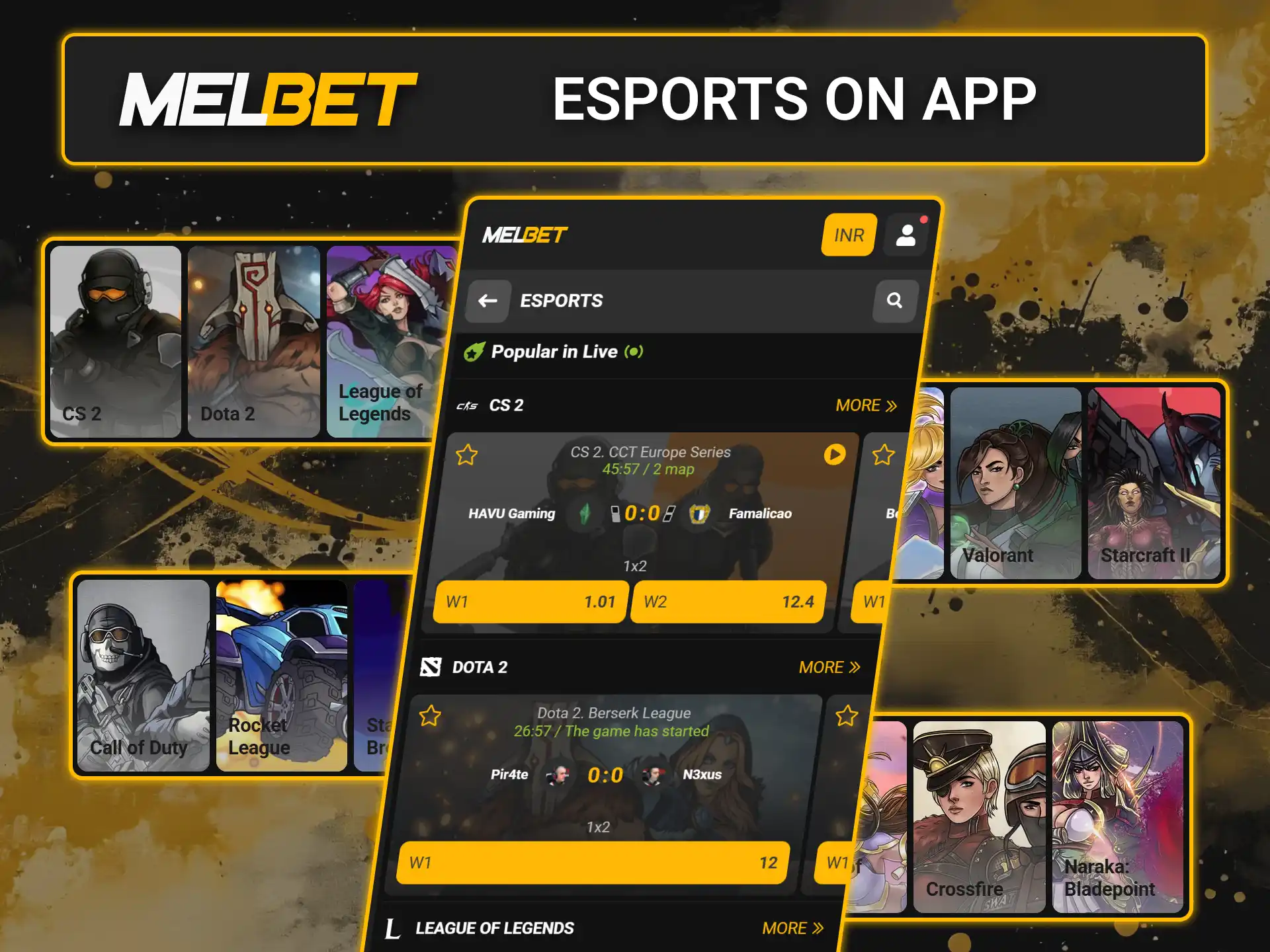 Bet on top eSports matches via the official Melbet mobile app.