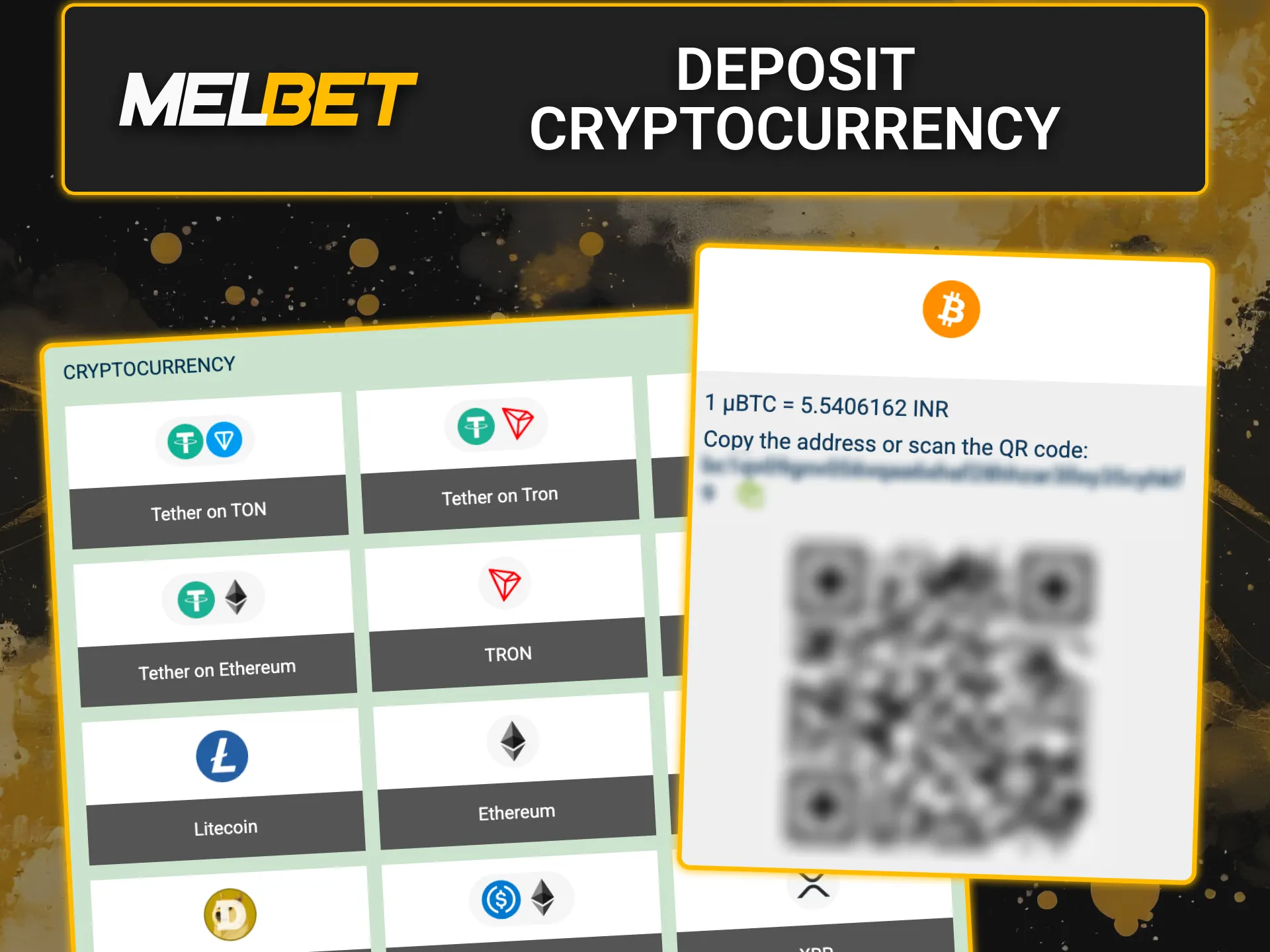 Deposit cryptocurrency to your Melbet casino account, and get instant balance updates.